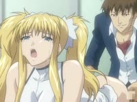 Blonde anime bitch got bang by hentai classmate